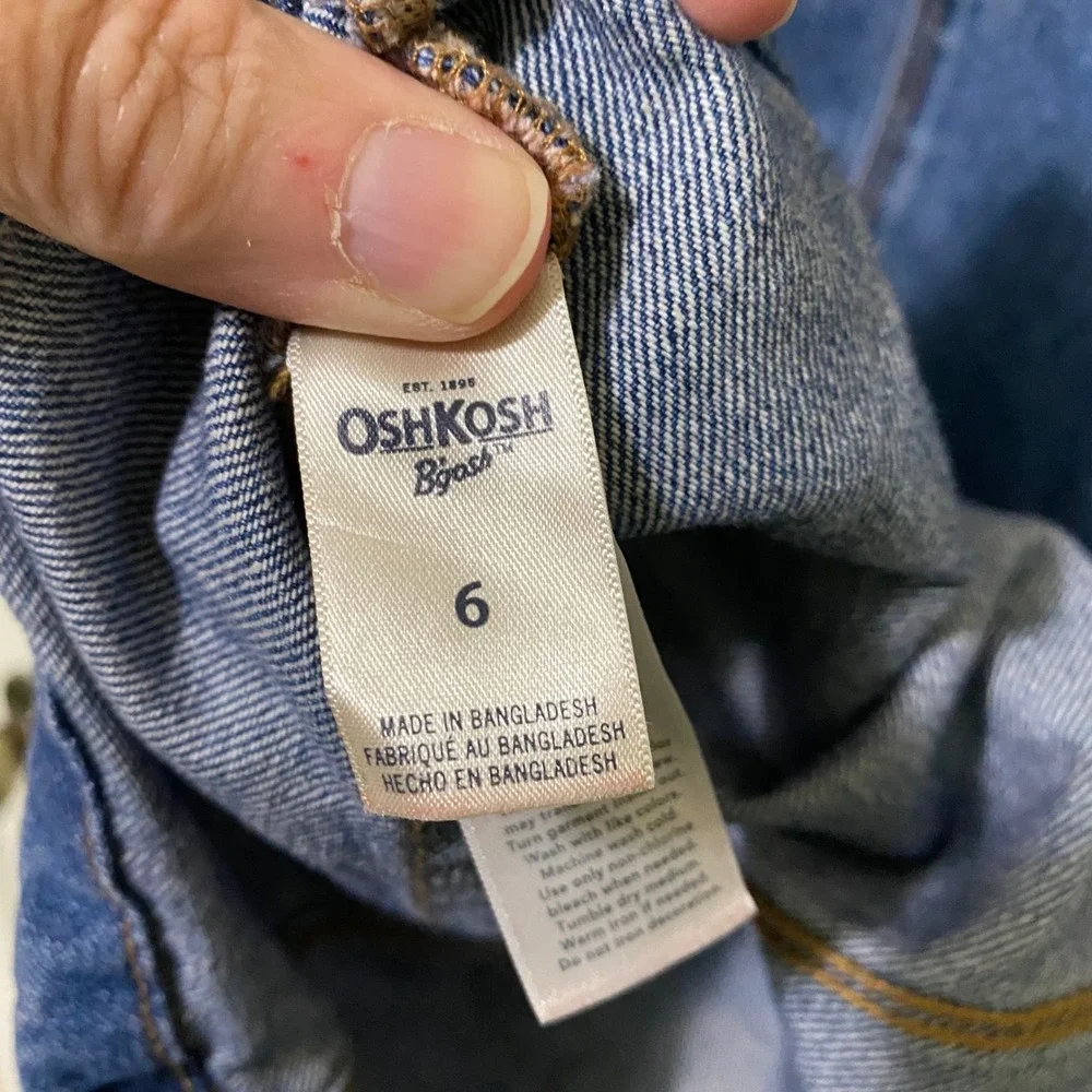OshKosh B'Gosh 6 Denim Jumper Dress Blue Farm Core Granola Nature Play Clothes
